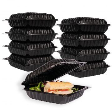 MULMEHË MFPP Plastic Hinged Take Out Containers, 10x10x3